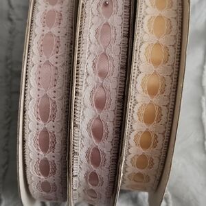 Elegant Lace Trim Set - Pink and Cream Ellen Style 18 TO 20 YARDS PER REEL
